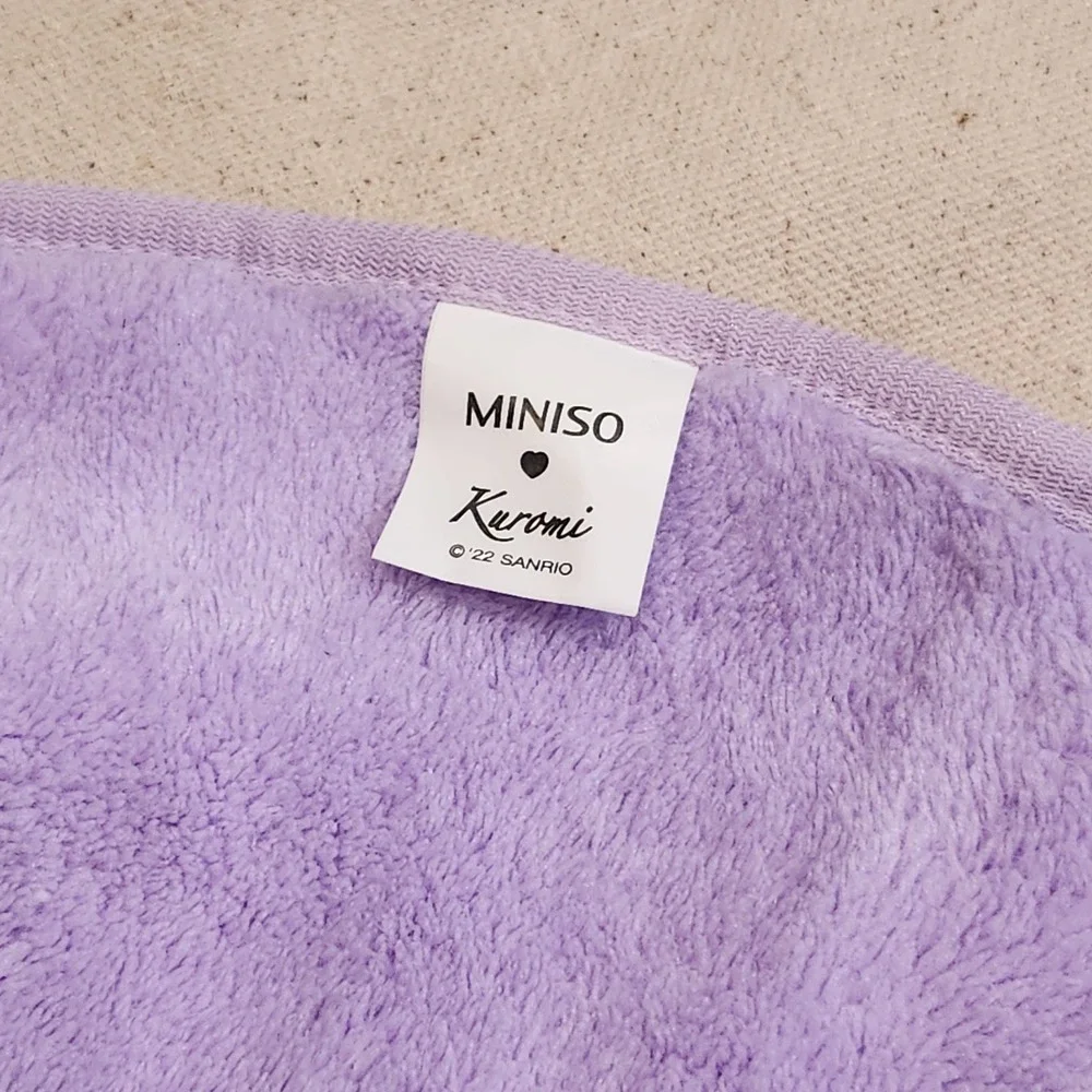 New MINISO x Sanrio Kuromi Round Plush Hand Towel Washcloth Purple Halloween